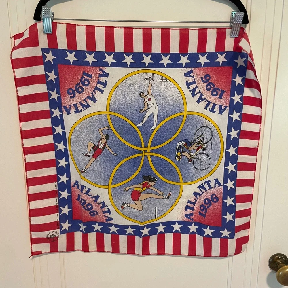 Vintage 1996 Atlanta Olympics Bandana Scarf Cycling Gymnastics Track USA